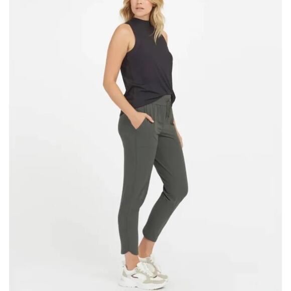 NWT Spanx Out of Office Trouser Size 1X Dark Palm Green Casual Lightweight - Picture 1 of 11